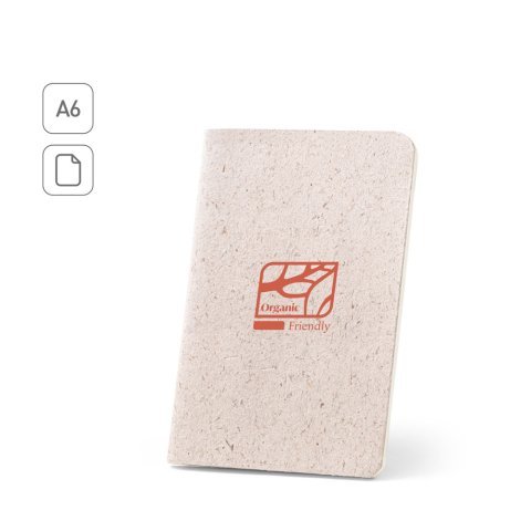 ORGANIC SOFT. Block notes A6 con copertina flessibile fabbricata tramite la materia organica degli elefanti (80%)