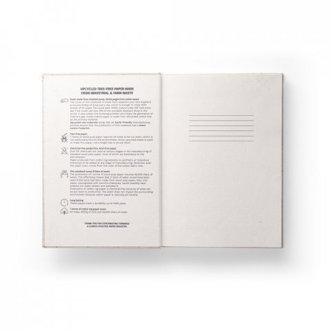ORGANIC RIGID. Blocnotes A5 cu copertă dură realizată din materie organică de elefant (80%) - Natural deschis