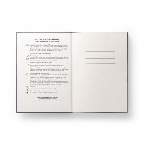 COFFEEPAD RIGID. Blocnotes A5 cu copertă rigidă realizată din deșeuri de coji de cafea (65%) - Albastru