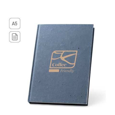 COFFEEPAD RIGID. A5 notesblok med h&aring;rdt omslag fremstillet af affald af kaffeskaller (65%)
