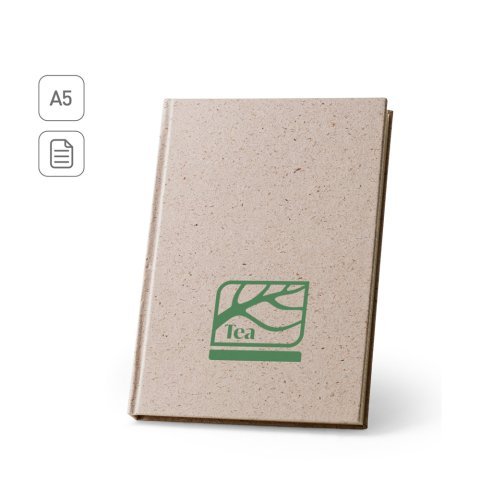 TEAPAD RIGID. Blocnotes A5 cu copertă dură, realizat din deșeuri de frunze de ceai (65%)