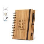 DICKENS A5. Caiet A5 spiralat din bambus cu h&acirc;rtie 100% reciclată