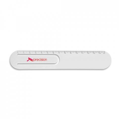 STEPHENIE. Rigla PS de 15 cm cu clip - Alb