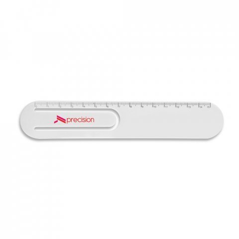 STEPHENIE. Rigla PS de 15 cm cu clip - Alb