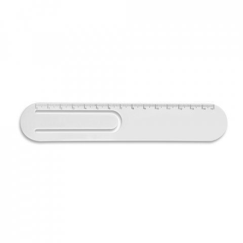 STEPHENIE. Rigla PS de 15 cm cu clip - Alb