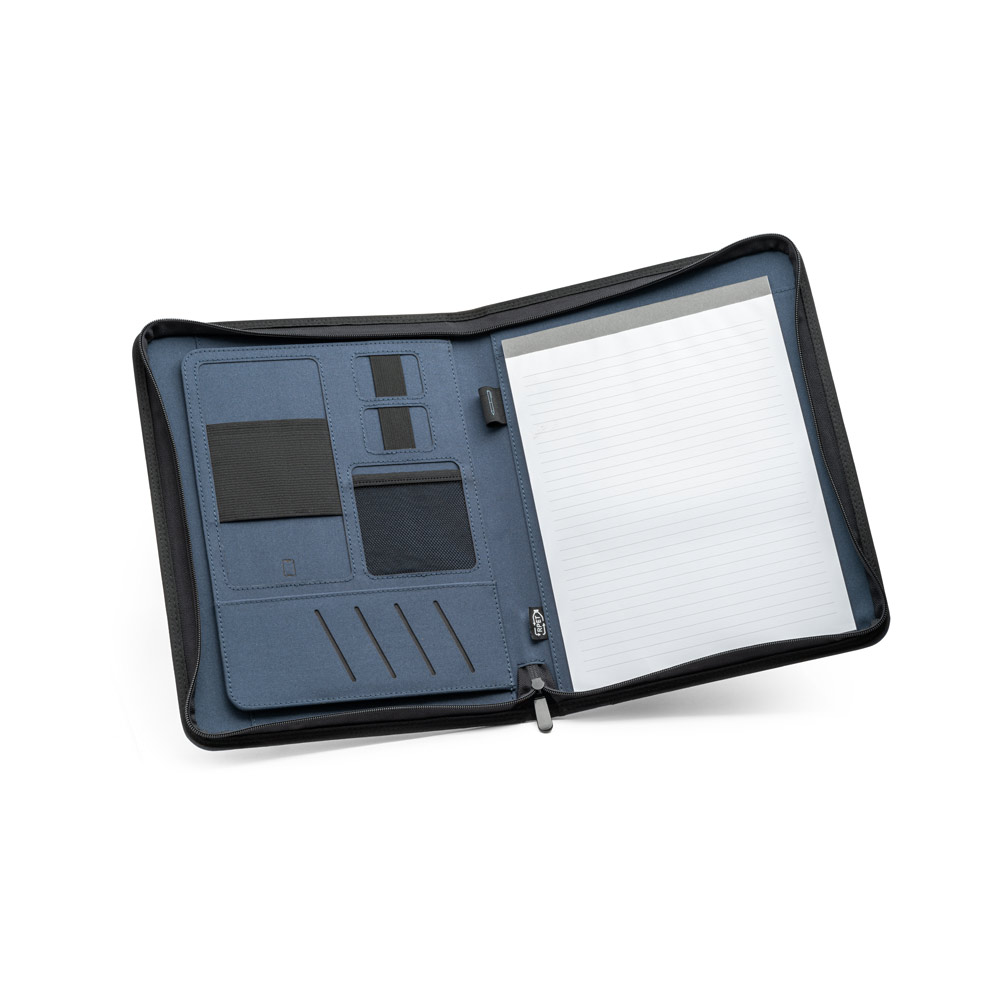EMERGE FOLDER. Cartella A4 in poliestere riciclato (100% rPET) 300D con chiusura zip