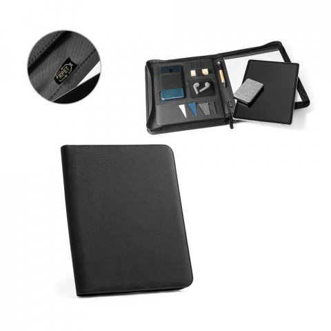 EMERGE FOLDER II. Mapa 300 D poliester reciclat (100% rPET) A4 cu fermoar