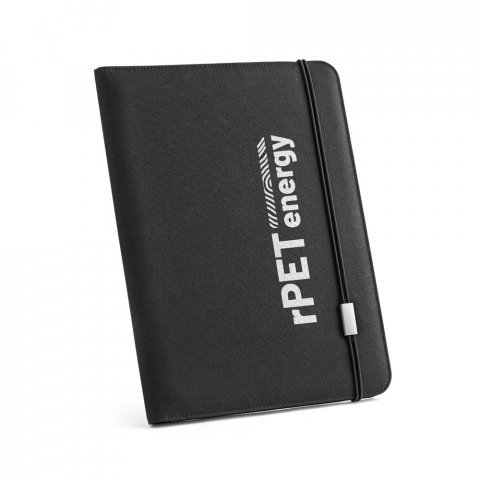 EMERGE FOLDER II. A4 map in gerecycled polyester (100% rPET) 300D met elastische sluiting - Zwart