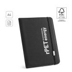 EMERGE FOLDER II. Porte documents A4 en 300D polyester recycl&eacute; (100% rPET) avec fermeture &eacute;lastique