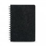 MISHIMA. Blocnotes A5 cu copertă semi-dură din p&acirc;slă reciclată (100% rPET) cu inele și pagini liniate - Gri inchis