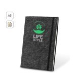 BALDWIN. Blocnotes A5 cu copertă din p&acirc;slă reciclată (100% rPET) și pagini liniate din h&acirc;rtie 100% reciclată