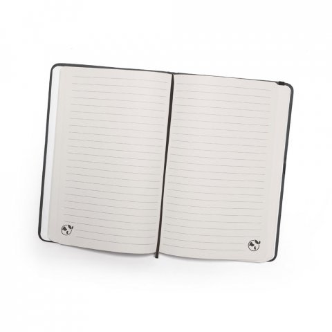 CAMPUS. Caiet A5 cu copertă tare din PU (35% reciclat) cu pagini liniate 100% reciclată - Negru