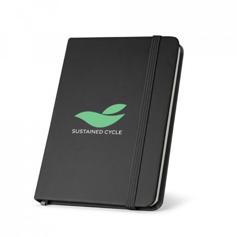 CAMPUS. Caiet A5 cu copertă tare din PU (35% reciclat) cu pagini liniate 100% reciclată - Negru