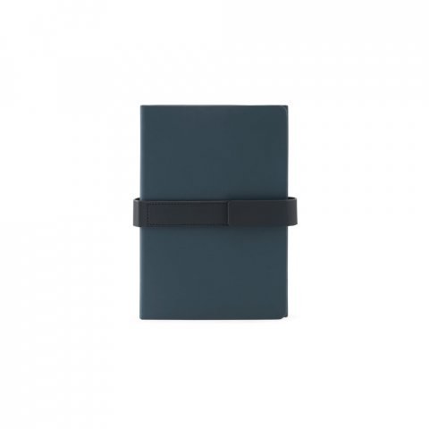 SANDERSON. Bloc de notițe A5 din PU (50% reciclat) cu două blocuri: pagini aliniate și pagini simple - Albastru