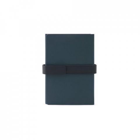SANDERSON. Bloc de notițe A5 din PU (50% reciclat) cu două blocuri: pagini aliniate și pagini simple - Albastru
