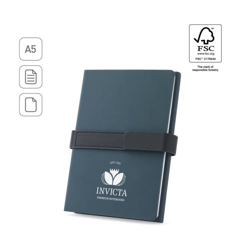 SANDERSON. Bloc de notițe A5 din PU (50% reciclat) cu două blocuri: pagini aliniate și pagini simple