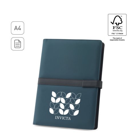 SANDERSON FOLDER. A4 notesbog i PU (50% genvundet materiale) med 2 forskellige blokke , 1 med linjer 1 med blanke sider