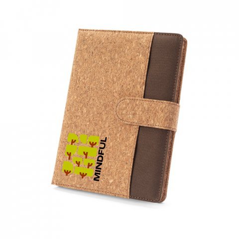 FIELDING. A5-map van kurk en gerecycled polyester (100% rPET) met uitneembaar notitieblok - Naturel