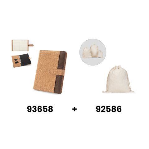 FIELDING. Mappe A5 aus Kork und recyceltem Polyester (100 % rPET) mit abnehmbarem Notizblock