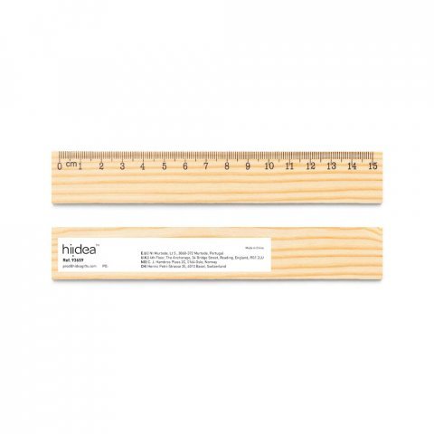 WESLEY 15. Rigla din lemn de pin cu scală de 15 cm