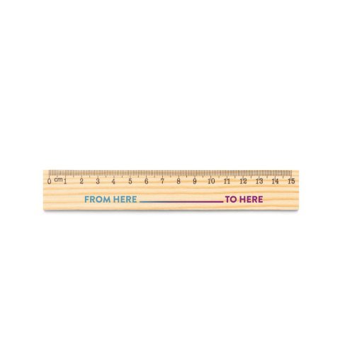 WESLEY 15. Righello in legno di pino con scala graduata
da 15 cm
