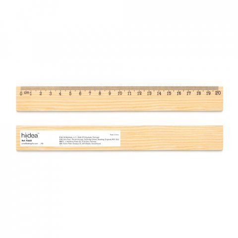 WESLEY 20. R&egrave;gle en bois de pin avec &eacute;chelle gradu&eacute;e de 20 cm
