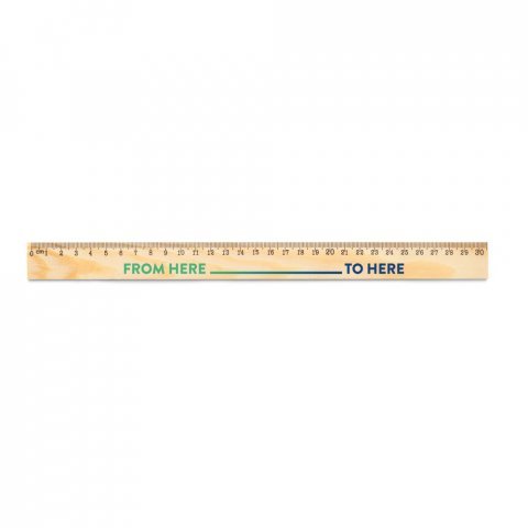WESLEY 30. Rigla din lemn de pin cu scală de 30 cm - Natural deschis