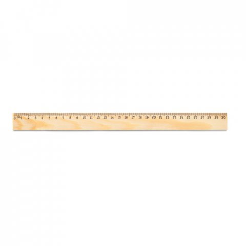 WESLEY 30. Rigla din lemn de pin cu scală de 30 cm - Natural deschis