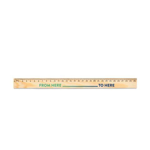 WESLEY 30. Drveno ravnalo od borovine, skala 30 cm