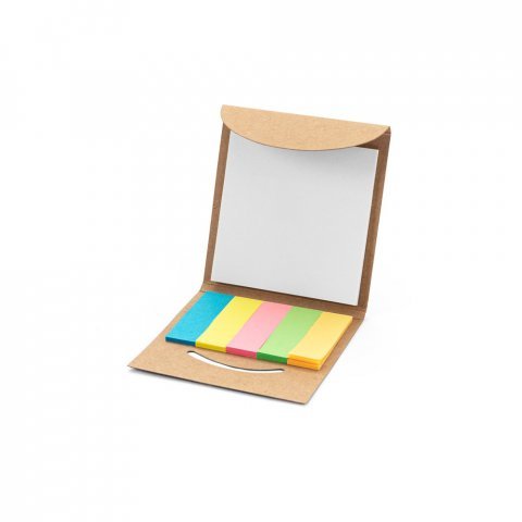 AINSLEY. 2-in-1 office set, made from 100% recycled paper, with 6 sticky notepads - Natural
