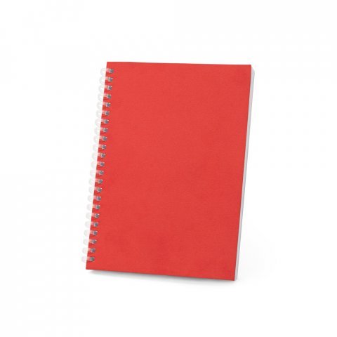 SCHILLER. Blocco note A5 con copertina flessibile,
realizzato con carta riciclata al 100% - Rosso