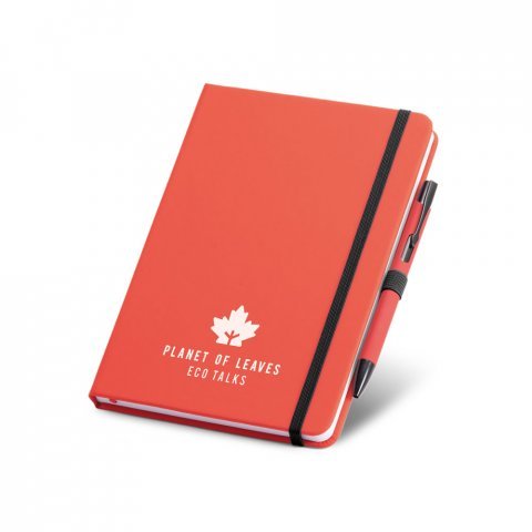 SHAW. Conjunto esferogr&aacute;fica e bloco de notas A5 - Vermelho