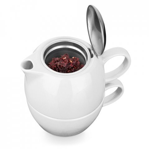 COLE. Set 2 in 1 da t&egrave; in porcellana - Bianco