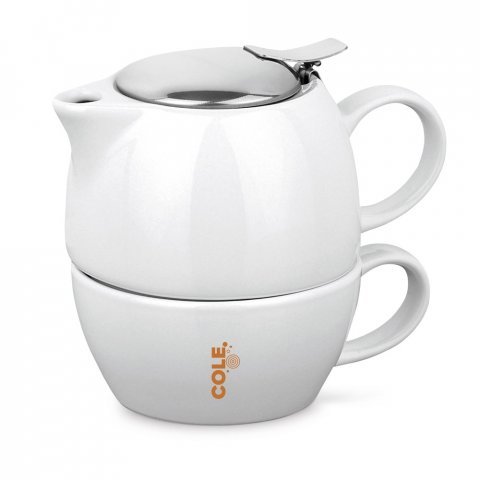 COLE. Set 2 in 1 da t&egrave; in porcellana - Bianco