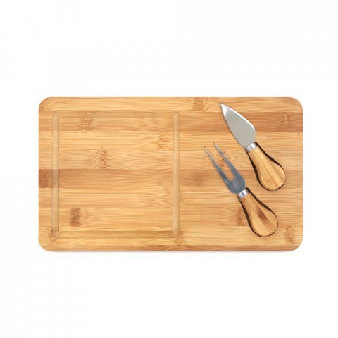 WOODS. Plateau de formage avec 2 ustensiles en bambou e acier inoxydable - Naturel