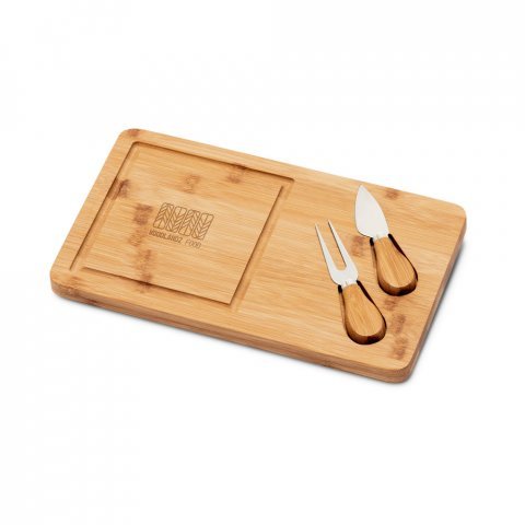 WOODS. Plateau de formage avec 2 ustensiles en bambou e acier inoxydable - Naturel