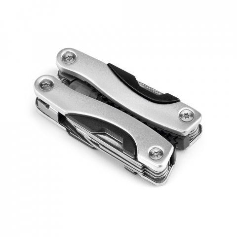 DUNITO. Folding mini multi-function pliers made of stainless steel and aluminum - Satin silver
