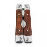 MAGNUM. Pince pliante multifonctions en acier inoxydable et en bois - Naturel fonc&eacute;