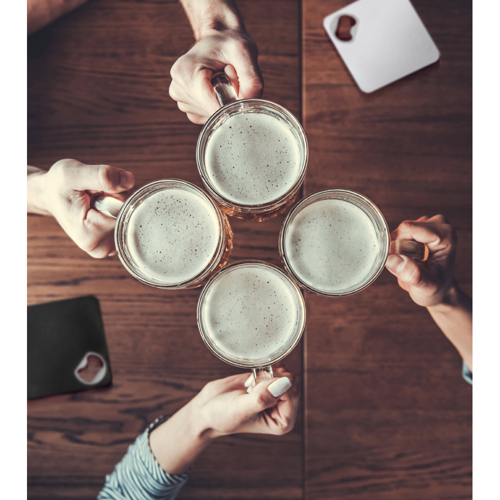 FUNFAYE. Sottobicchiere con apribottiglie