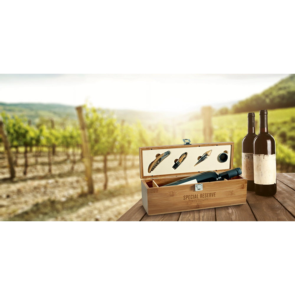 SYRAH. Set da vino in bambù, zinco e acciaio inox