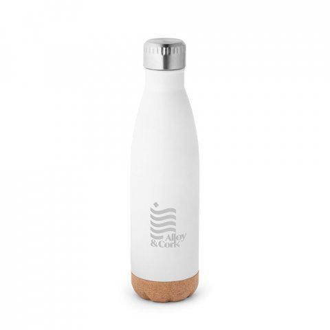 SOLBERG. Borraccia termica in acciaio inox con base in sughero 560 mL - Bianco