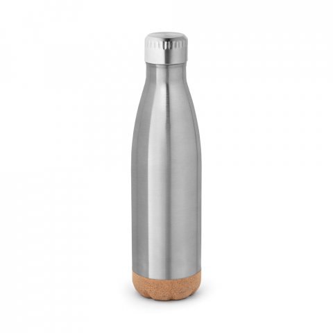 SOLBERG. Borraccia termica in acciaio inox con base in sughero 560 mL - Cromato satinato