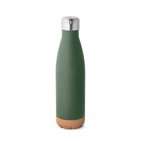 SOLBERG. Borraccia termica in acciaio inox con base in sughero 560 mL - Verde militare
