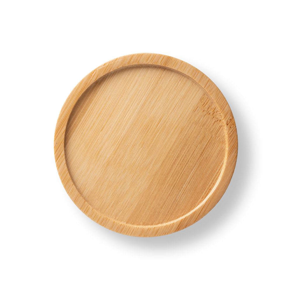 FANGIO. Tazza in ceramica da 220 mL con tappo e base in bambù