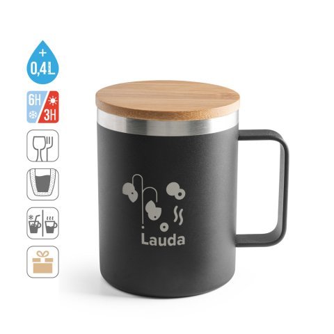 LAUDA. &Scaron;olja od 90% recikliranog nerđajućeg čelika sa bambusovim poklopcem 420 ml