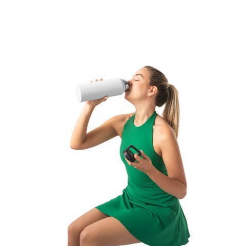 SINNER. Sticlă din oțel inoxidabil reciclat &icirc;n proporție de 90%, cu o capacitate mare de p&acirc;nă la 1200 ml - Alb