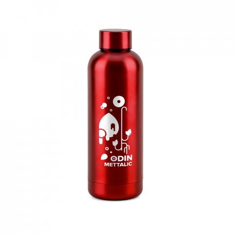 ODIN METTALIC. Butelka z 90% stali nierdzewnej pochodzącej z recyklingu 550 mL - Czerwony