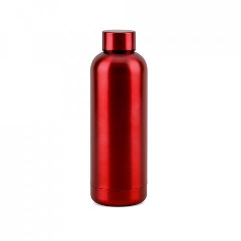 ODIN METTALIC. Butelka z 90% stali nierdzewnej pochodzącej z recyklingu 550 mL - Czerwony