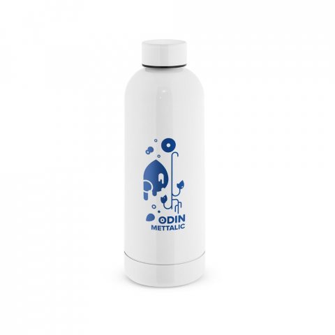 ODIN METTALIC. Butelka z 90% stali nierdzewnej pochodzącej z recyklingu 550 mL - Biały