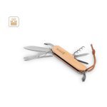 RYKER. Multifunctional bamboo and stainless steel pocket knife with PU handle